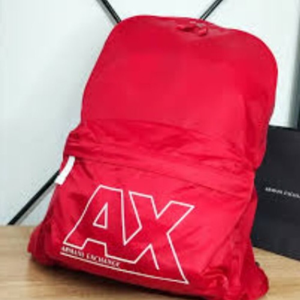 Armani Exchange Red Logo Nylon Backpack